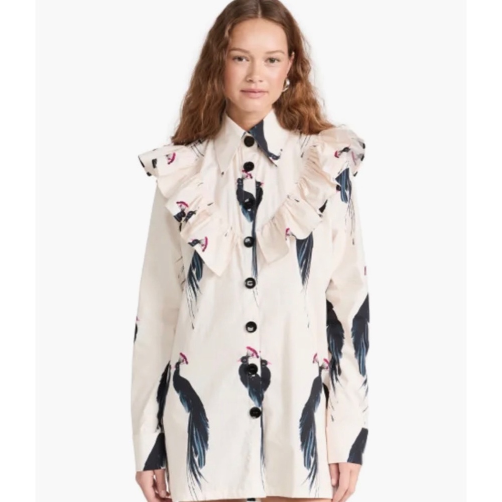 The Lulo Project RBG Dress Cream Peacock Size Small. Cream and Black